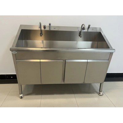 洗手池 304不锈钢洗手池 感应刷手槽 脚踏洗手台